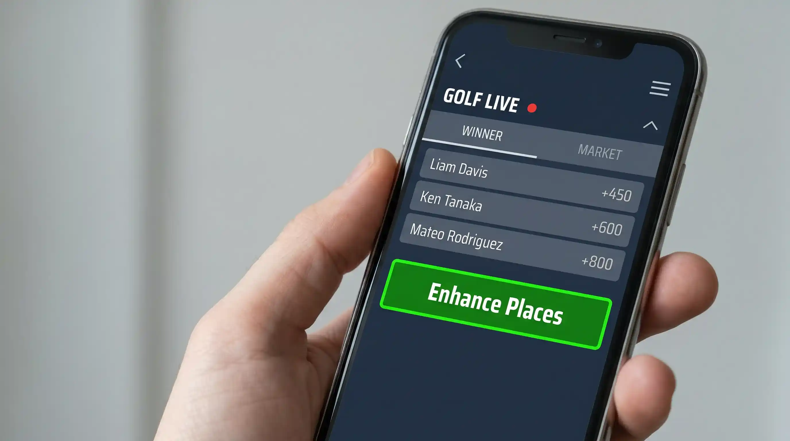 Bet365 sportsbook interface showing Each Way Extra golf market feature