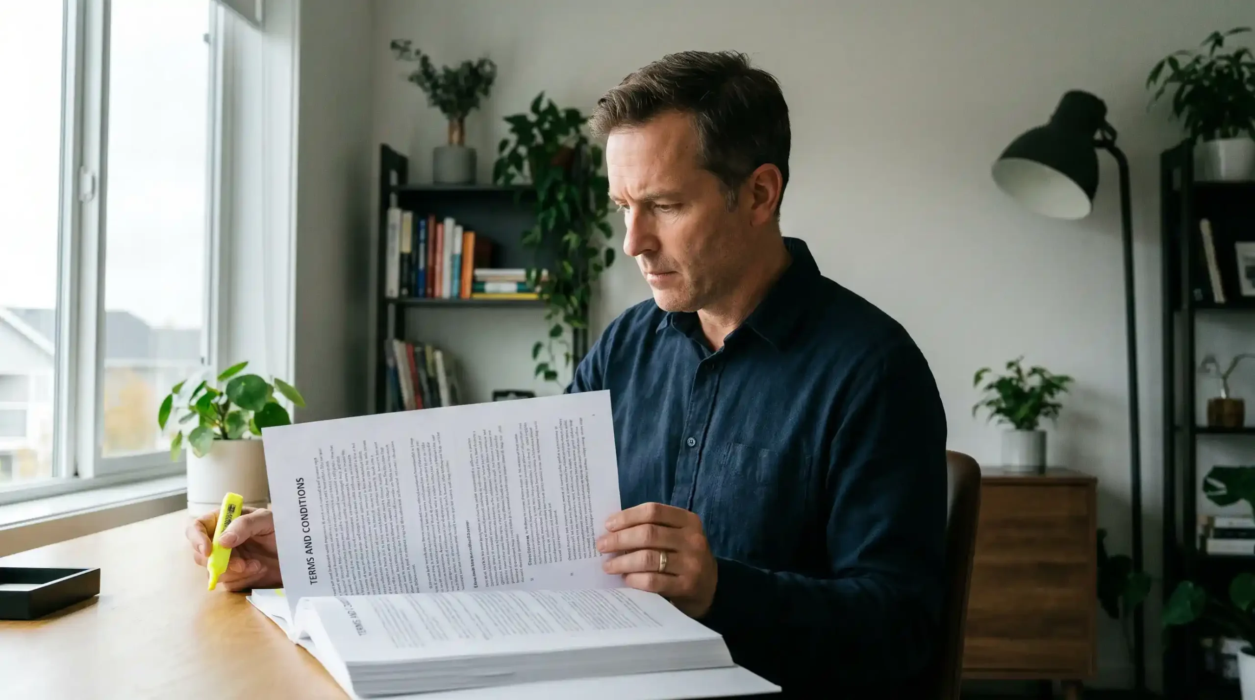 Golf punter reading welcome bonus terms and conditions before opening a new account