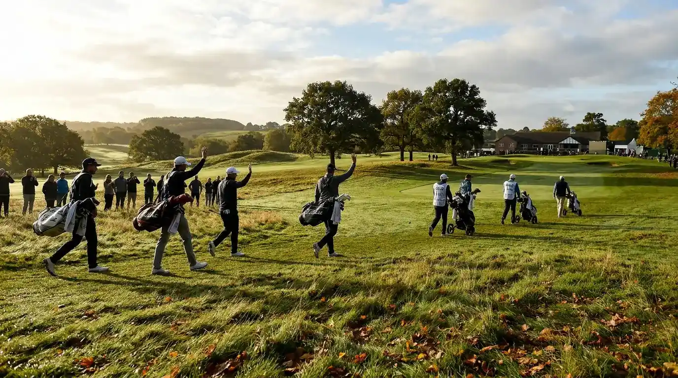 Professional golfers leaving the course after missing the cut at 36 holes