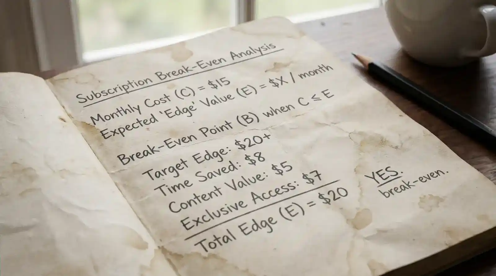 Two notebooks side by side comparing DIY research notes vs a paid tipster service