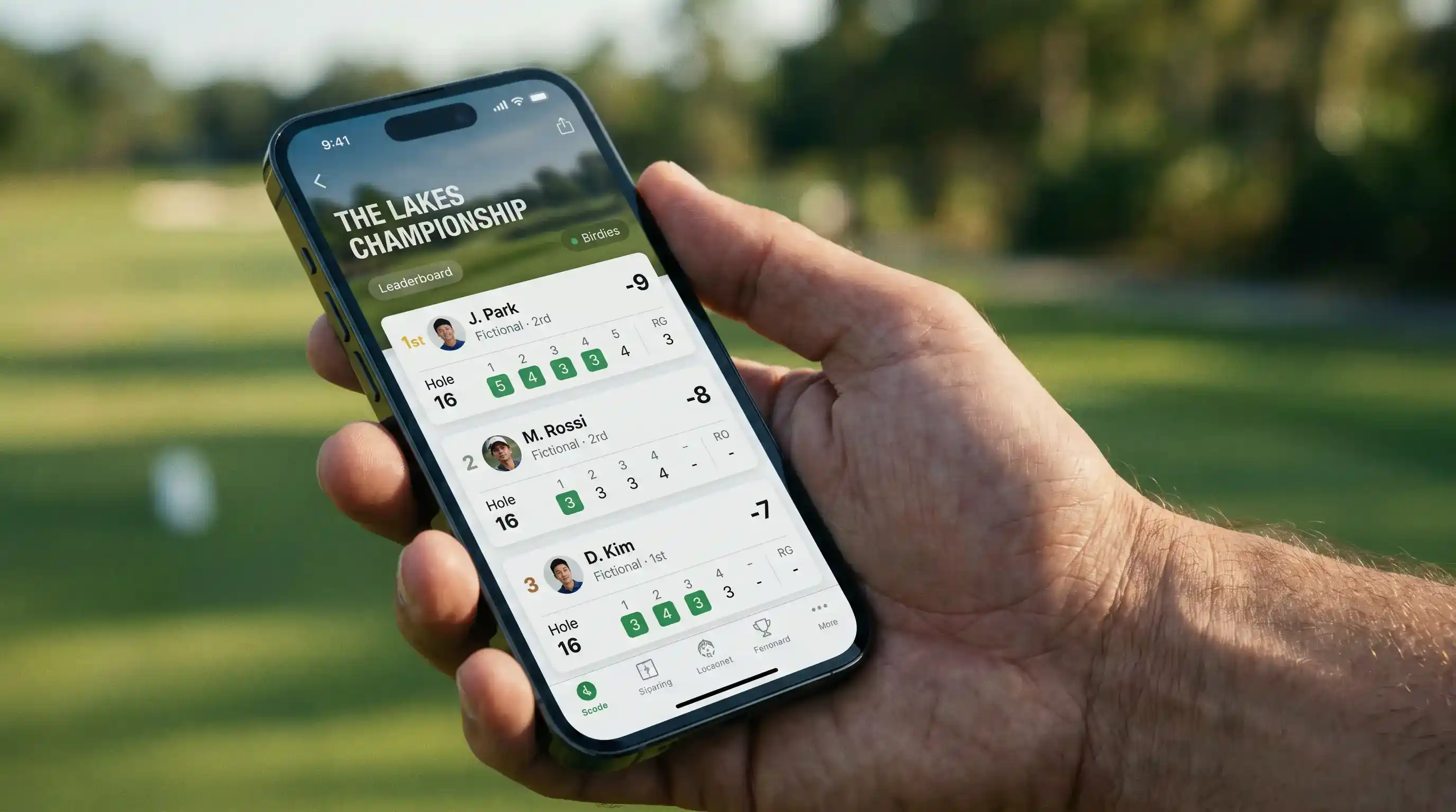 Live golf betting in-play market on mobile device with real-time scoring data