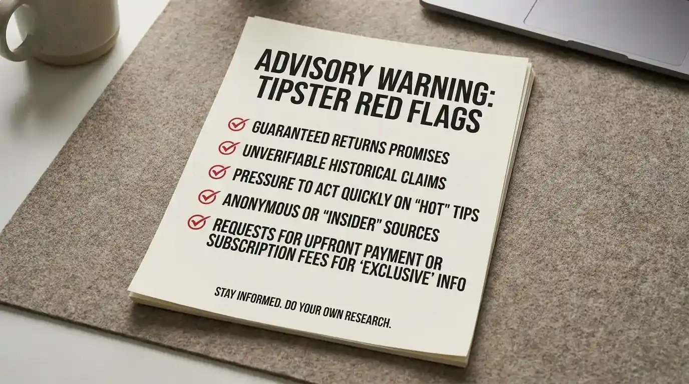 Advisory document listing golf tipster red flags to watch for in unverified services