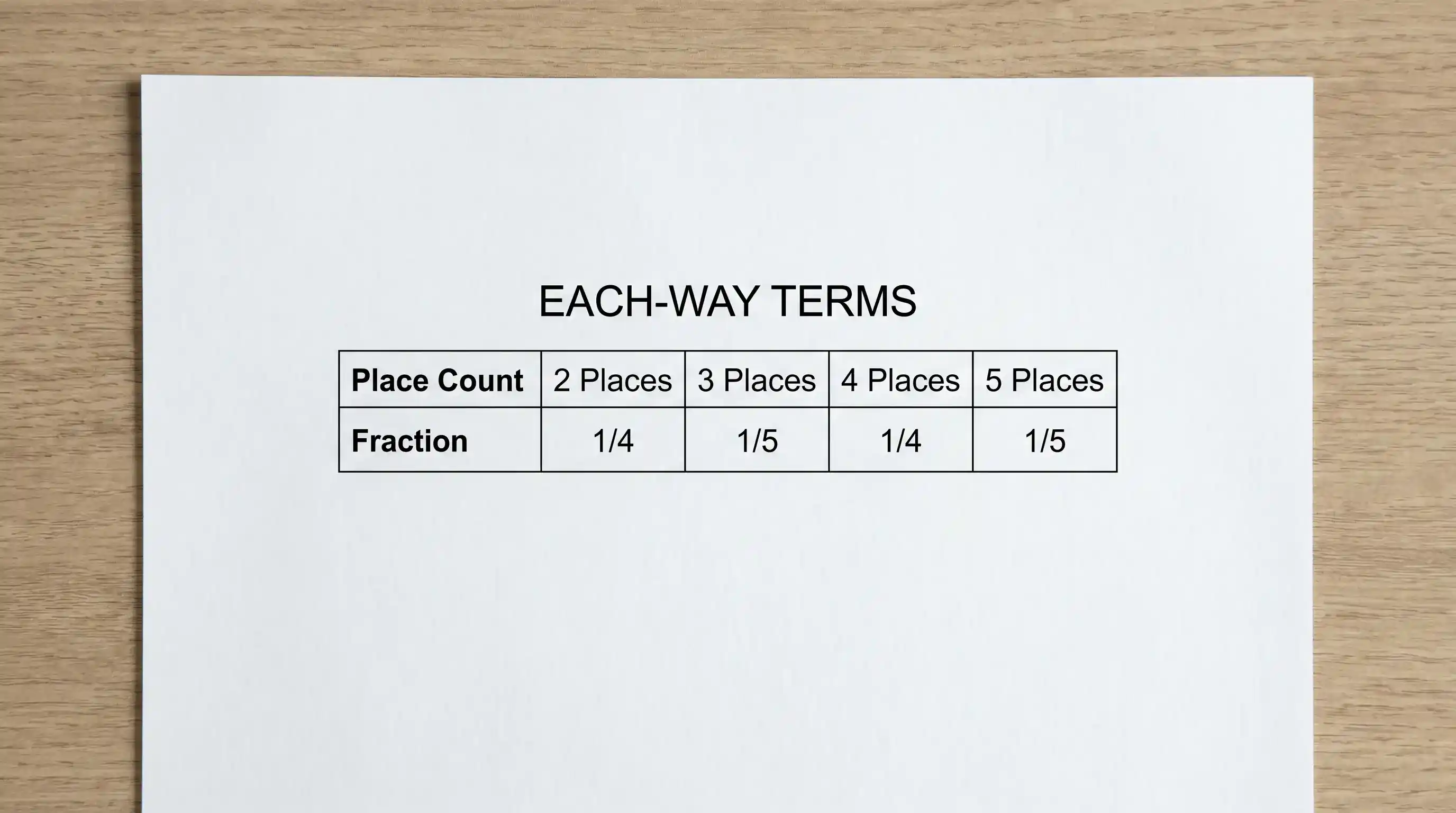 Each-way terms comparison document showing bookmaker place offerings at The Open