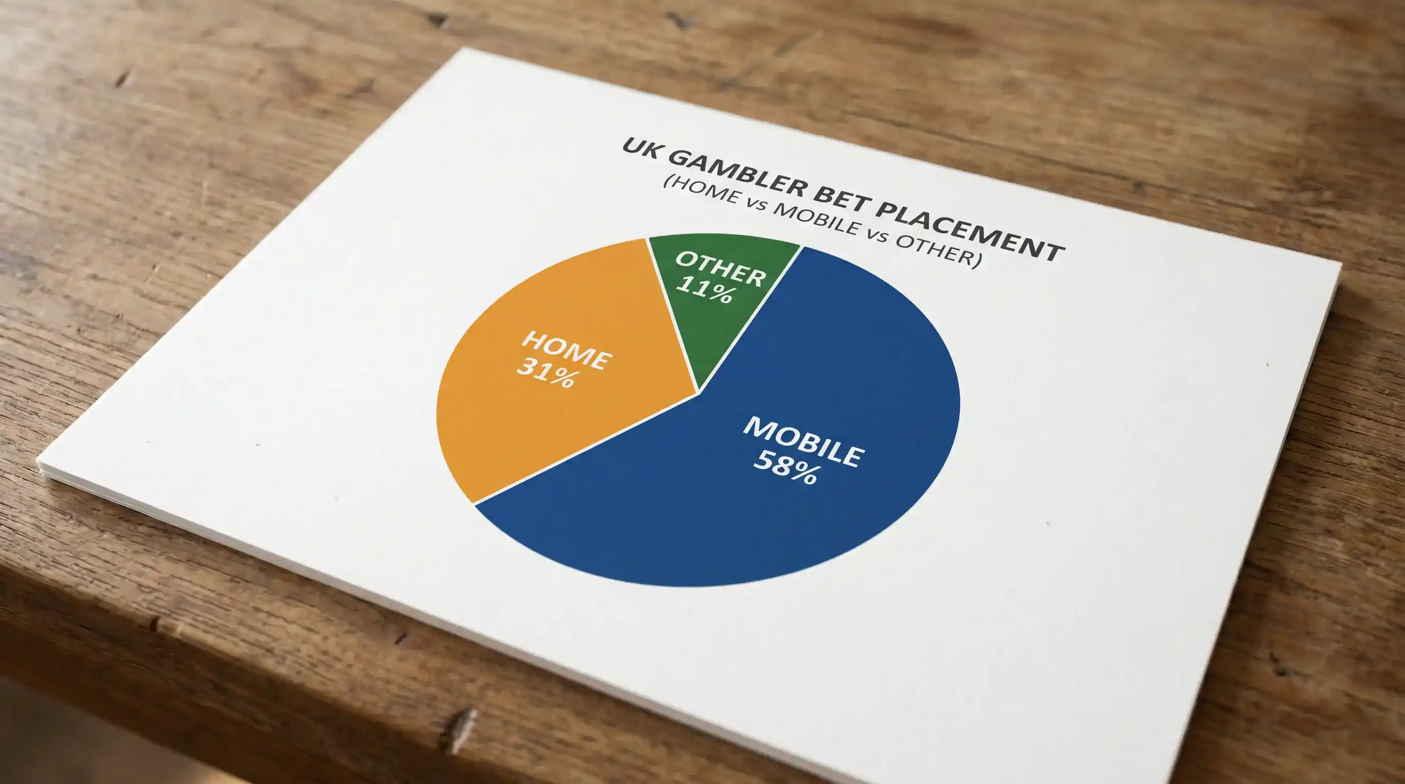 Pie chart showing UK gambling done at home vs mobile vs other venues